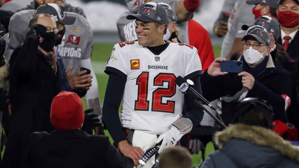 Tom Brady during the Tampa Bay Buccaneers' NFC Championship win over the Green Bay Packers