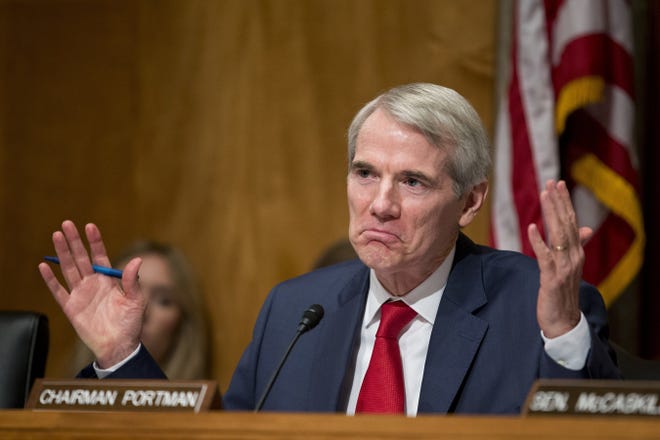 In this June 23, 2016, photo, Sen. Rob Portman, R-Ohio speaks on Capitol Hill in Washington.