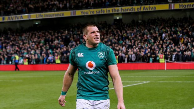 CJ Stander celebrates Ireland’s win over the All Blacks in Dublin in 2018. Photograph: 2018