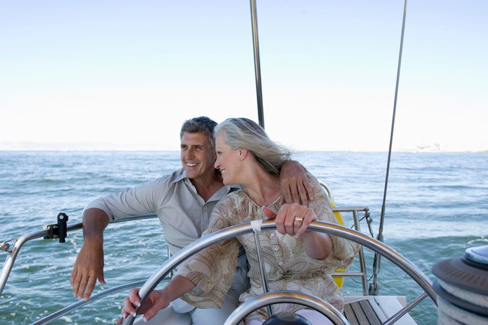 Older man and woman on boat