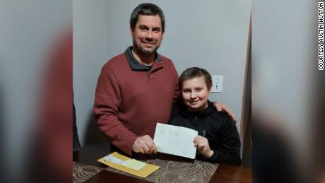 Austin Hutton, left, was about the same age as his son A.J. when he wrote his private diary for Mr. Brittain&#39;s class in 1988. The teacher mailed it to him after all these years.