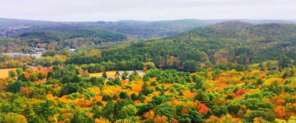 Fall scenic view north from the Mattatuck Trail at the top of Black Rock in Connecticut United States.