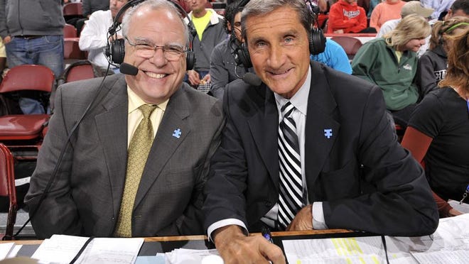 Jim Paschke, left,  and Jon McGlocklin called Bucks games regularly for three decades.