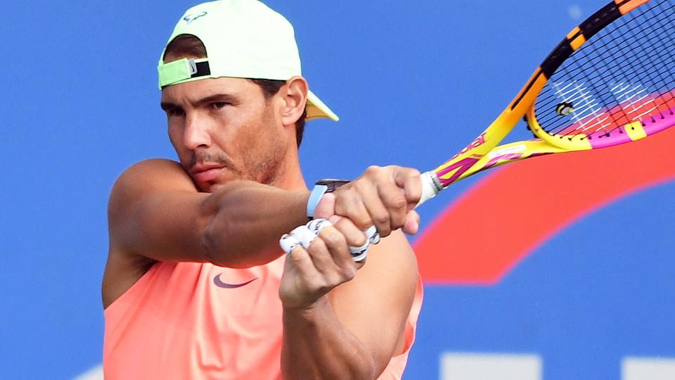 After being unable to compete at the Tokyo Olympics, Rafael Nadal returned to action at the Citi Open in Washington. (Photo by Mitchell Layton/Getty Images)